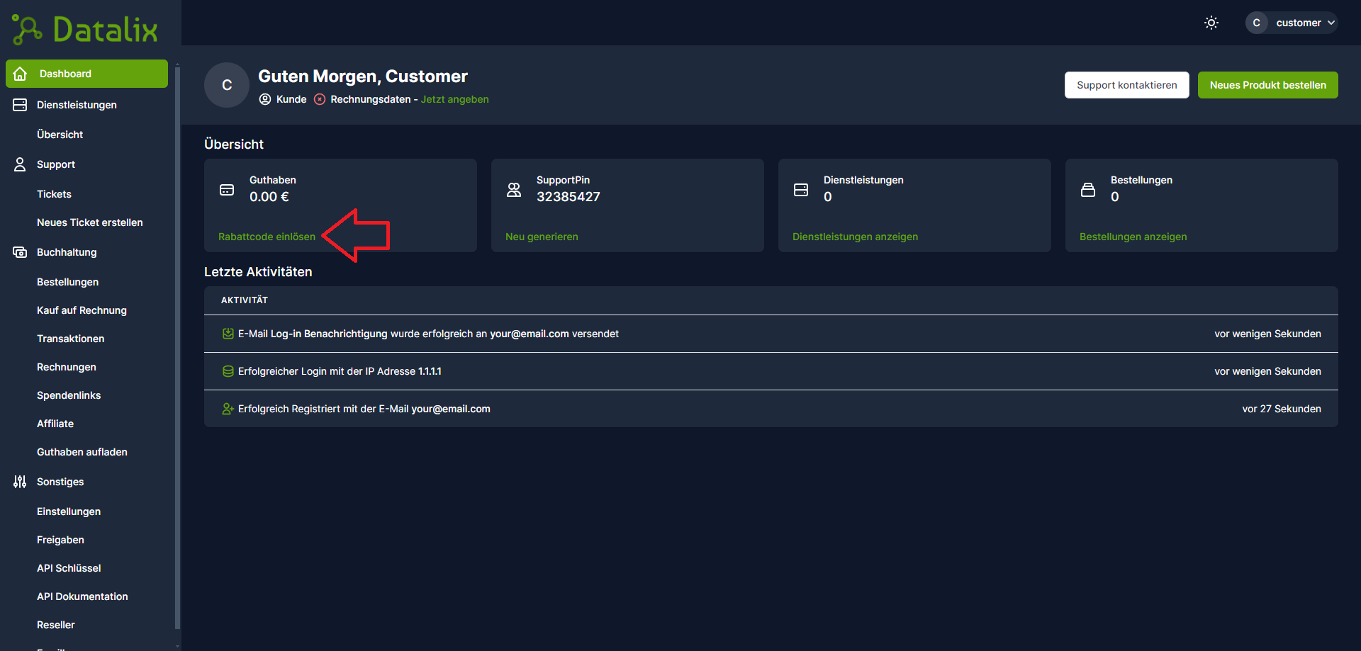 Redeem discount code